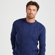 Éireann Mens Traditional Aran Supersoft Navy Sweater