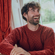 Éireann Mens Traditional Aran Supersoft Red Sweater