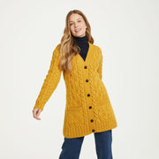 Glebe Yellow Aran Long Line Cardigan