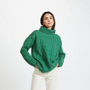 Skellig Ladies Oversized Green Aran Sweater
