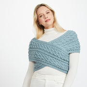Corrib Crossover Blue Aran Wrap