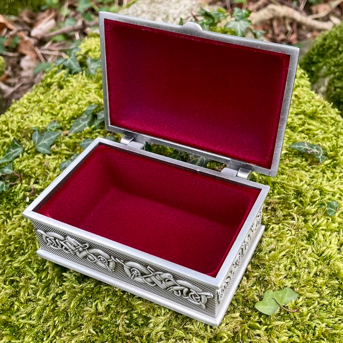 Vintage Celtic Jewelry Box with Claddagh Design Small
