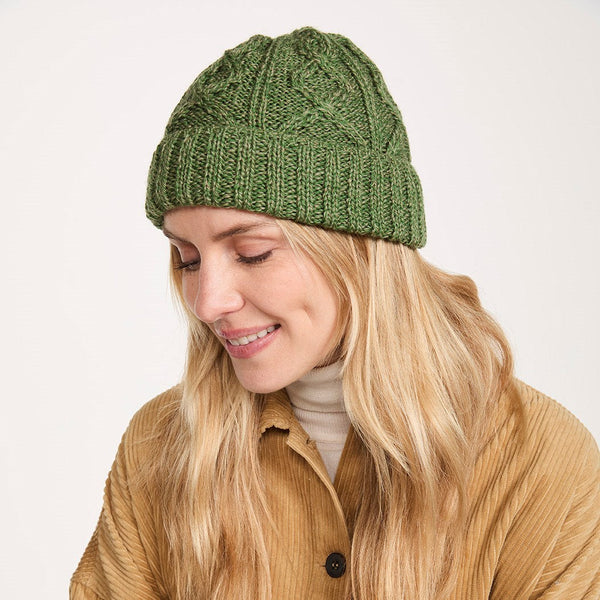 Mulranny Green Aran Diamond Stitch Hat