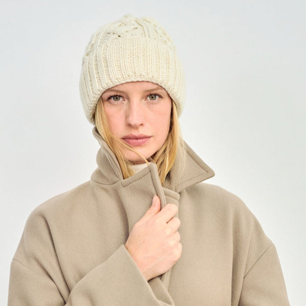 Mulranny Natural Aran Diamond Stitch Hat
