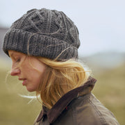Mulranny Charcoal Aran Diamond Stitch Hat