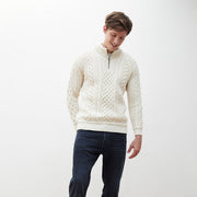 Lackaun Mens Natural Half Aran Troyer with Zip