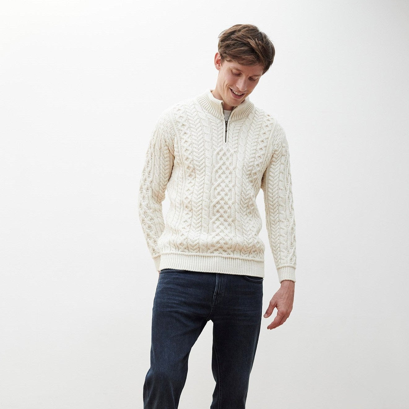 Lackaun Mens Half Aran Troyer with Zip