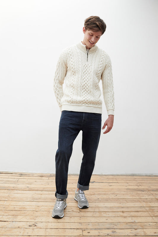 Lackaun Mens Half Aran Troyer with Zip