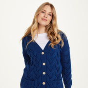Downpatrick Ladies Navy Aran Cardigan