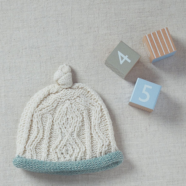 Trá Beag Baby Merino Aran Hat - Seafoam