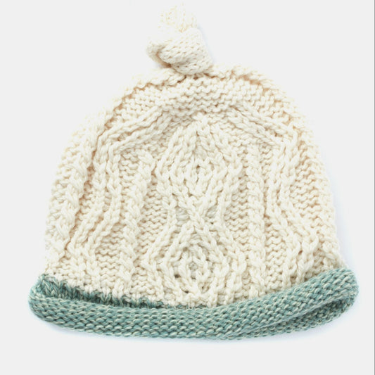 Trá Beag Baby Merino Aran Hat - Seafoam