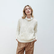 Enniscoe Natural Drawstring Aran Sweater