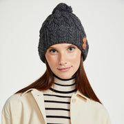 Charcoal Aran Hat with Buttons
