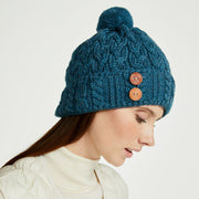 Turquoise Aran Hat with Buttons