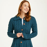 Ladies Turquoise Cardigan with Diamond Pattern