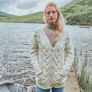 Downpatrick Ladies Natural Aran Cardigan