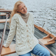 Downpatrick Ladies Natural Aran Cardigan