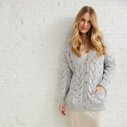 Downpatrick Ladies Light Grey Aran Cardigan