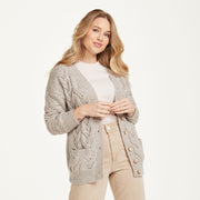 Downpatrick Ladies Oat Aran Cardigan