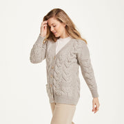 Downpatrick Ladies Oat Aran Cardigan