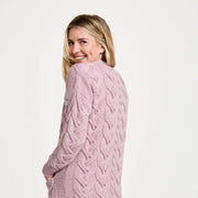 Downpatrick Ladies Pink Aran Cardigan