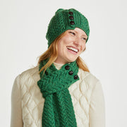 Cong Aran Merino Green Hat with Pom Pom