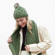 Green Aran Bobble Hat