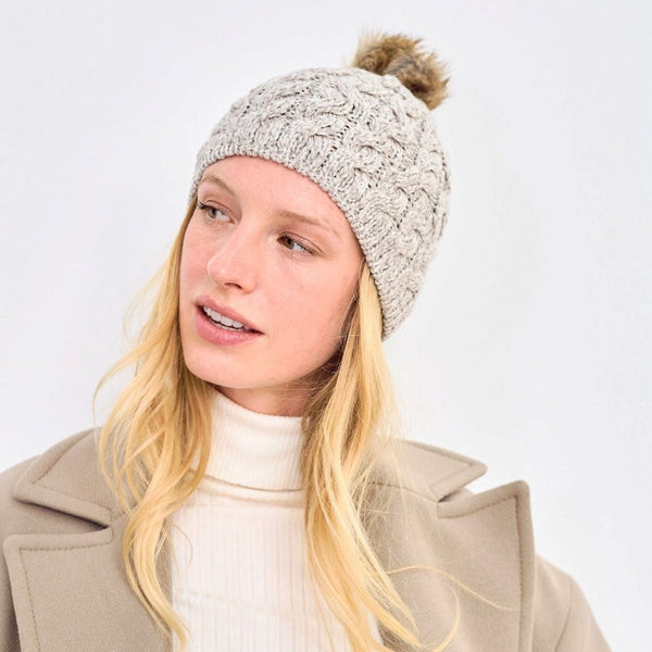 Oat Aran Bobble Hat