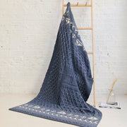 Farraige Merino Aran Throw - Denim