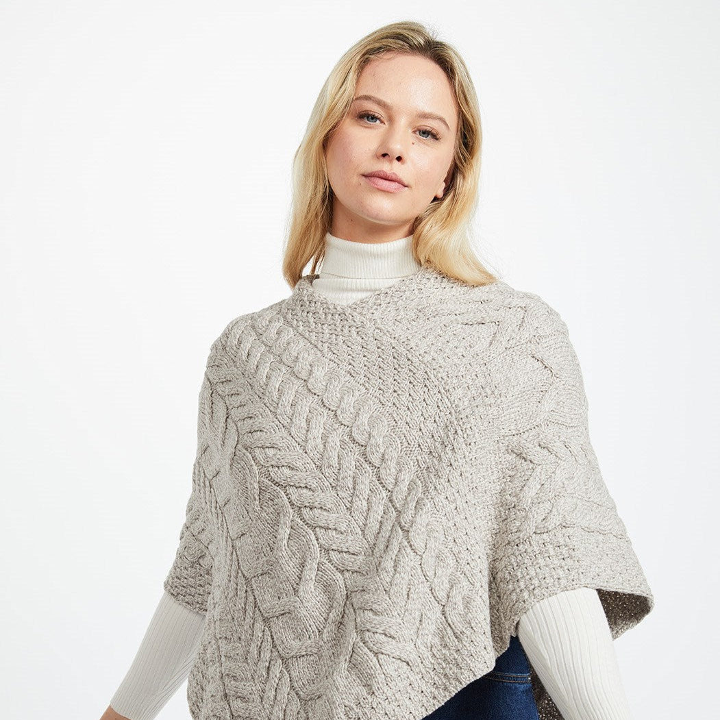 Glencar Ladies Classic Aran Poncho