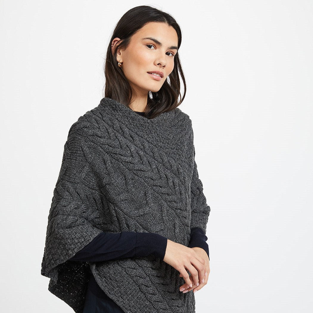 Glencar Ladies Classic Aran Poncho