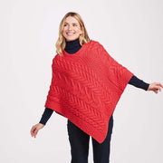 Glencar Ladies Classic Aran Raspberry Poncho
