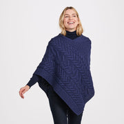 Glencar Ladies Classic Aran Navy Poncho