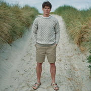 Omey Mens Aran Crew Neck Oat Sweater