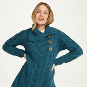 Carraig Ladies Turquoise Aran Cardigan