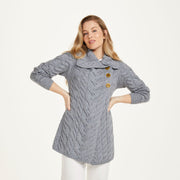 Carraig Ladies Grey Aran Cardigan