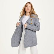 Carraig Ladies Grey Aran Cardigan