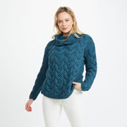 Kinsale Ladies Cable Turquoise Aran Sweater