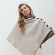 Ladies Natural/Oat Herringbone Poncho