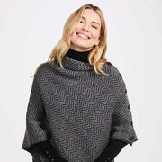 Ladies Charcoal/Black Herringbone Poncho
