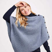Ladies Light/Grey Herringbone Poncho