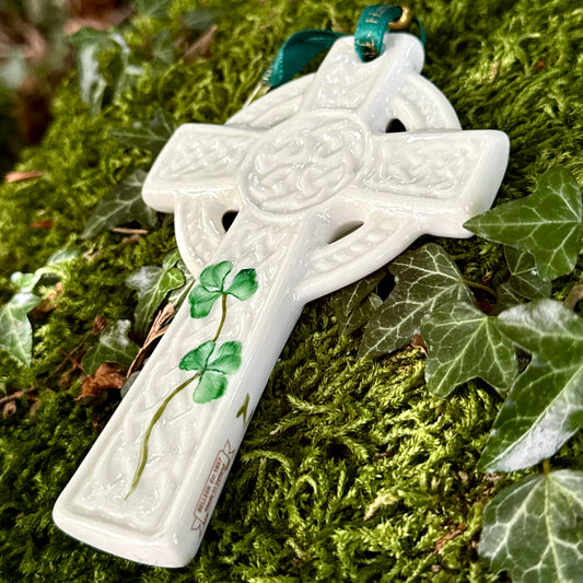 Belleek St Kieran's Celtic Cross Ornament