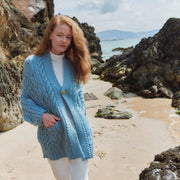 Knocknarea Ladies Wrap Merino Blue Cardigan