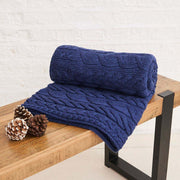 Silver Strand Supersoft Merino Aran Cable Throw - Navy