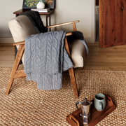 Silver Strand Supersoft Merino Aran Cable Throw - Ocean Grey