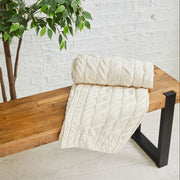 Silver Strand Supersoft Merino Aran Cable Throw - Cream