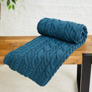 Silver Strand Supersoft Merino Aran Cable Throw - Teal