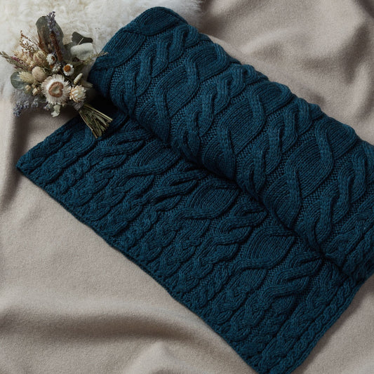 Silver Strand Supersoft Merino Aran Cable Throw - Teal