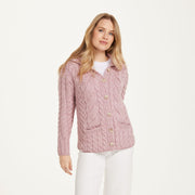 Belcarra Ladies Pink Aran Cardigan