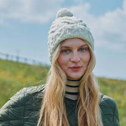 Clifden Cable Aran Natural Hat with Pom Poms